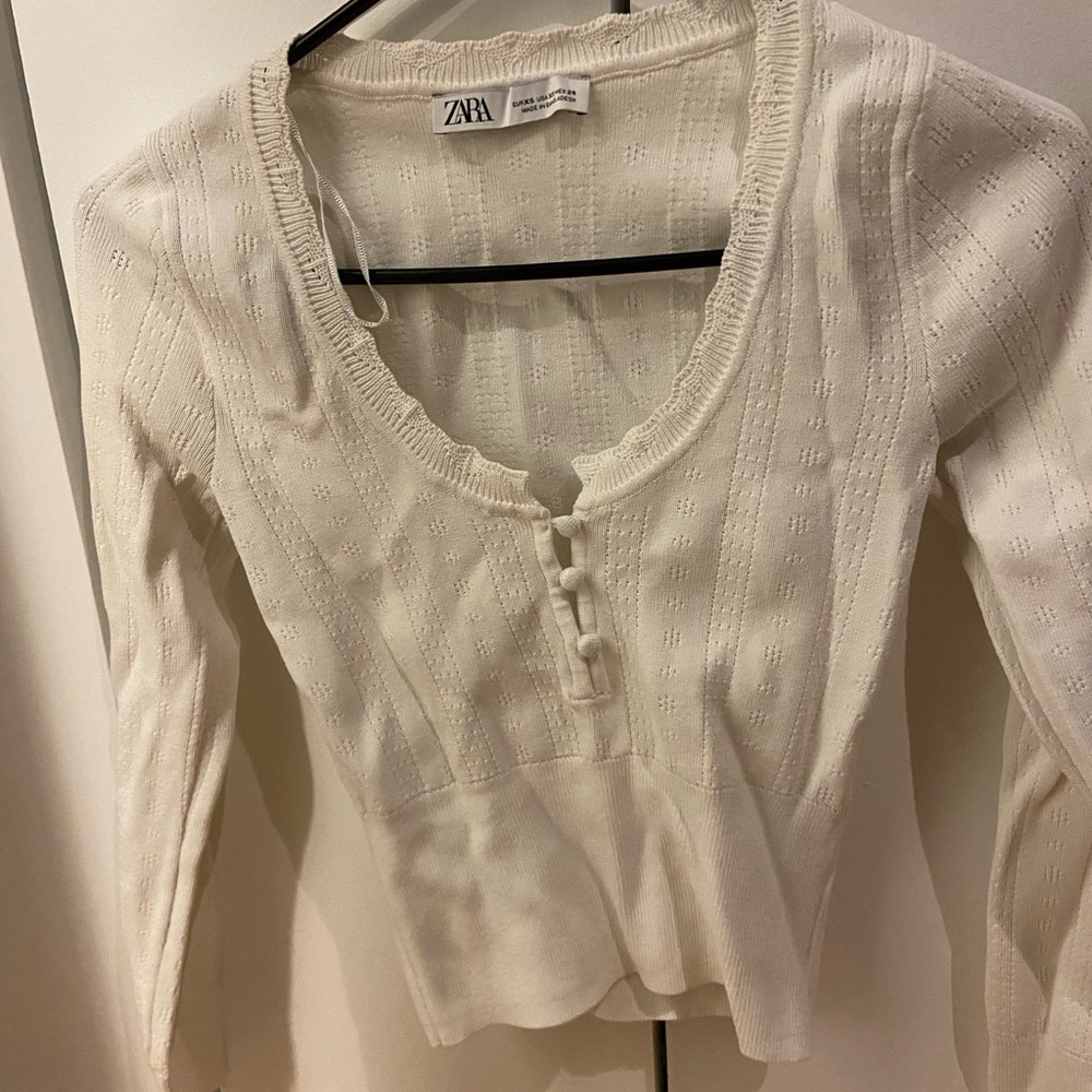 Zara Women's Ivory Knit Top